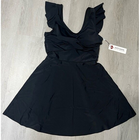 NWT, Kate Kasin Tankini Swimsuit Swim Dress Top in Black. Size S. - Picture 2 of 12
